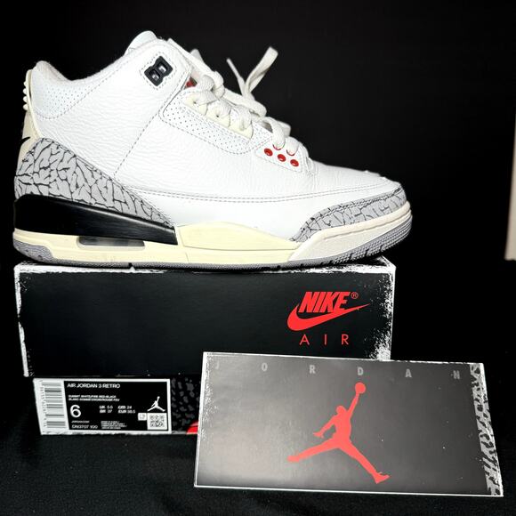Size 6 - Nike Air Jordan 3 Retro White Cement Reimagined Men's Shoes